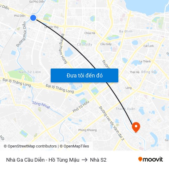Nhà Ga Cầu Diễn - Hồ Tùng Mậu to Nhà S2 map