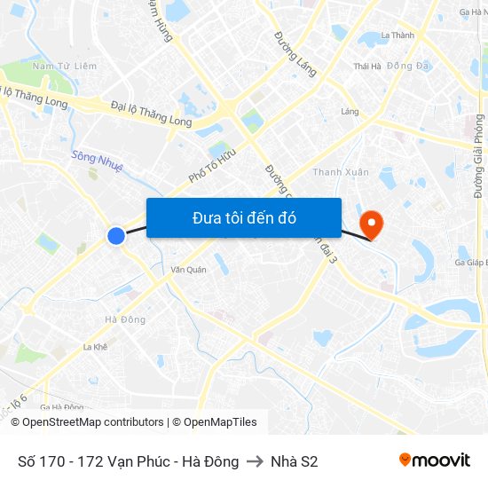 Số 170 - 172 Vạn Phúc - Hà Đông to Nhà S2 map
