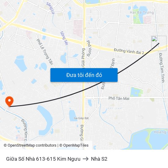 Giữa Số Nhà 613-615 Kim Ngưu to Nhà S2 map