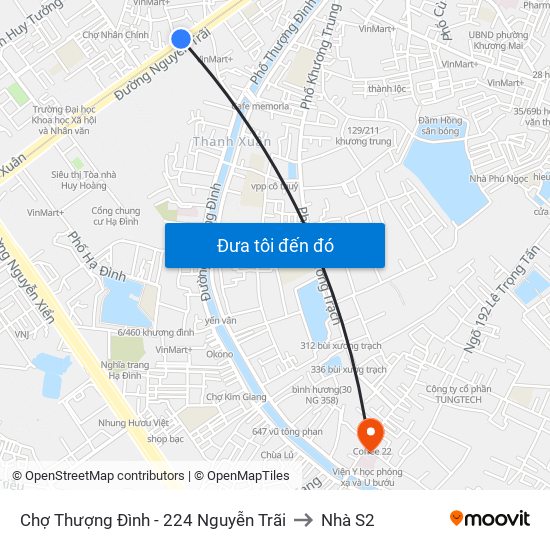 Chợ Thượng Đình - 224 Nguyễn Trãi to Nhà S2 map