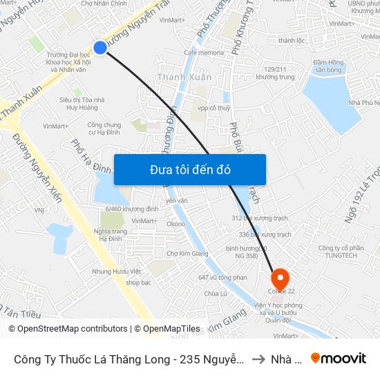 Công Ty Thuốc Lá Thăng Long - 235 Nguyễn Trãi to Nhà S2 map