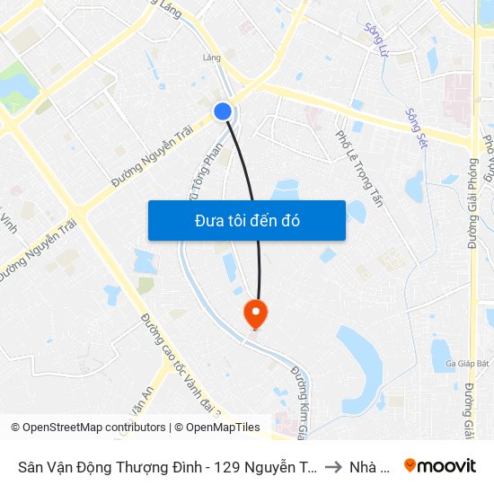 Sân Vận Động Thượng Đình - 129 Nguyễn Trãi to Nhà S2 map