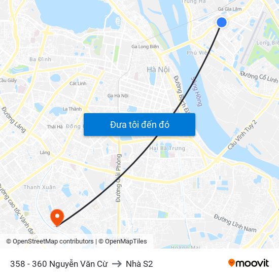 358 - 360 Nguyễn Văn Cừ to Nhà S2 map