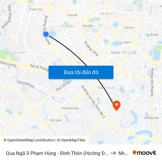 Qua Ngã 3 Phạm Hùng - Đình Thôn (Hướng Đi Phạm Văn Đồng) to Nhà S2 map