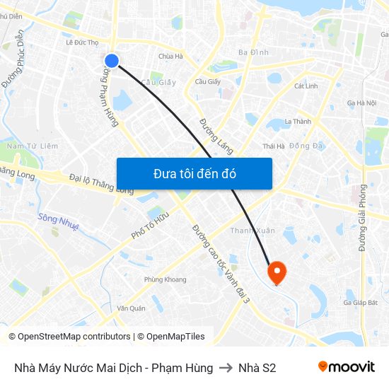 Nhà Máy Nước Mai Dịch - Phạm Hùng to Nhà S2 map