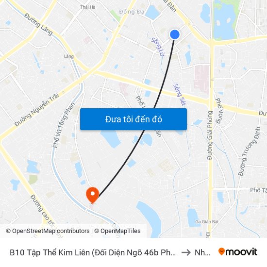 B10 Tập Thể Kim Liên (Đối Diện Ngõ 46b Phạm Ngọc Thạch) to Nhà S2 map