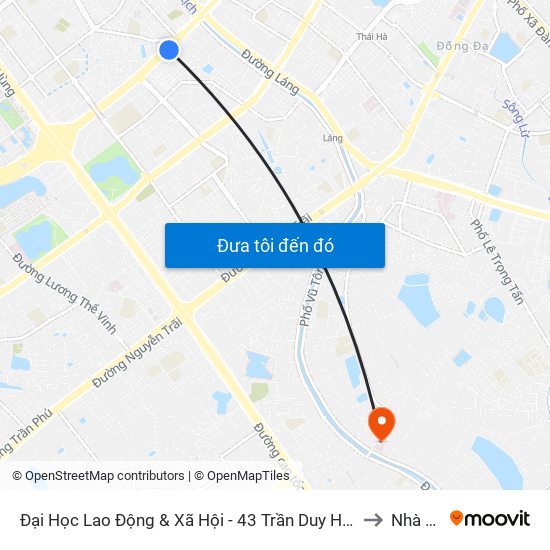 Đại Học Lao Động & Xã Hội - 43 Trần Duy Hưng to Nhà S2 map