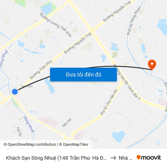 Khách Sạn Sông Nhuệ (148 Trần Phú- Hà Đông) to Nhà S2 map