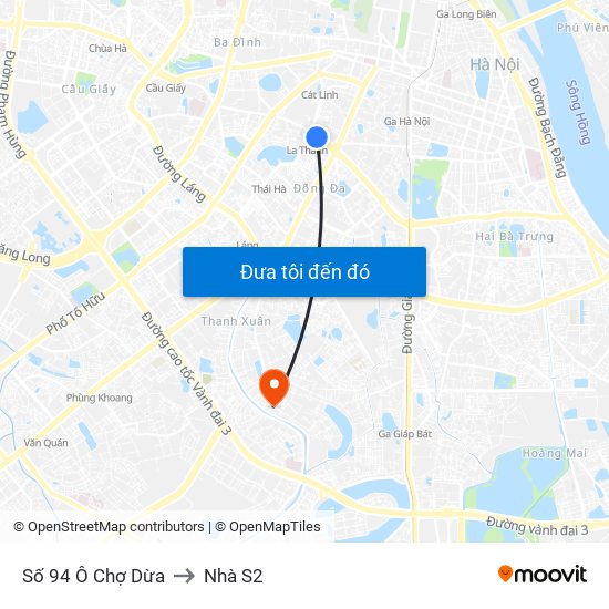 Số 94 Ô Chợ Dừa to Nhà S2 map