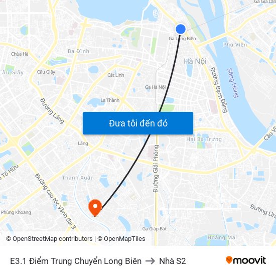 E3.1 Điểm Trung Chuyển Long Biên to Nhà S2 map