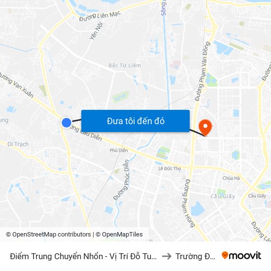 Điểm Trung Chuyển Nhổn - Vị Trí Đỗ Tuyến 20, 29, 32 (Chiều Sơn Tây - Hà Nội)- Đường 32 to Trường Đại Học Điện Lực map
