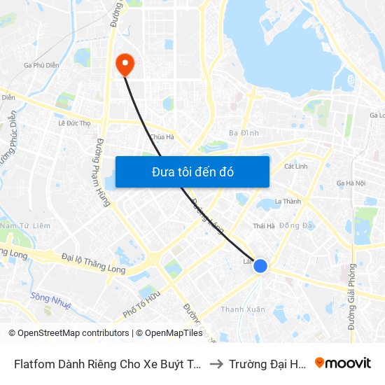 Flatfom Dành Riêng Cho Xe Buýt Trước Nhà 45 Đường Láng to Trường Đại Học Điện Lực map