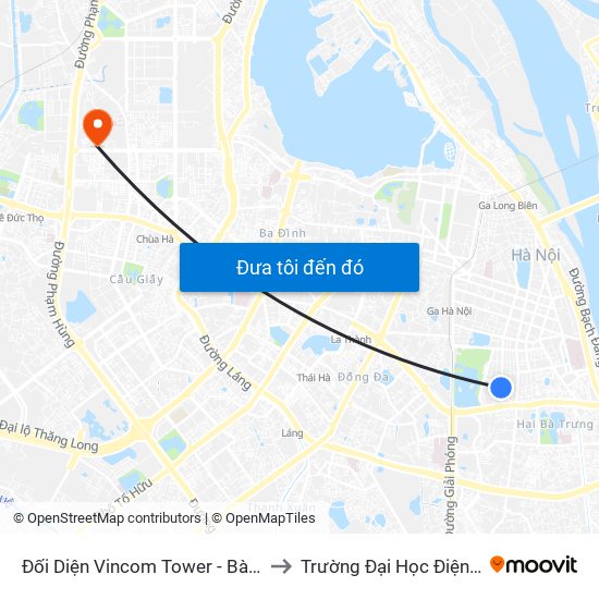 Đối Diện Vincom Tower - Bà Triệu to Trường Đại Học Điện Lực map