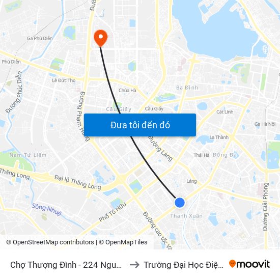 Chợ Thượng Đình - 224 Nguyễn Trãi to Trường Đại Học Điện Lực map