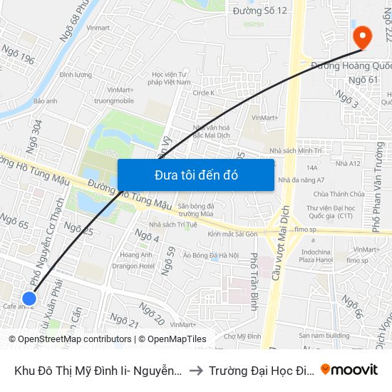 Khu Đô Thị Mỹ Đình Ii- Nguyễn Cơ Thạch to Trường Đại Học Điện Lực map