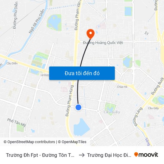 Trường Đh Fpt - Đường Tôn Thất Thuyết to Trường Đại Học Điện Lực map