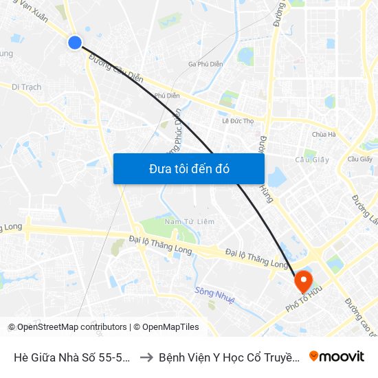 Hè Giữa Nhà Số 55-57 Phố Nhổn to Bệnh Viện Y Học Cổ Truyền Bộ Công An map