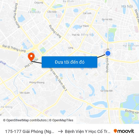 175-177 Giải Phóng (Ngã 3 Lê Thanh Nghị) to Bệnh Viện Y Học Cổ Truyền Bộ Công An map
