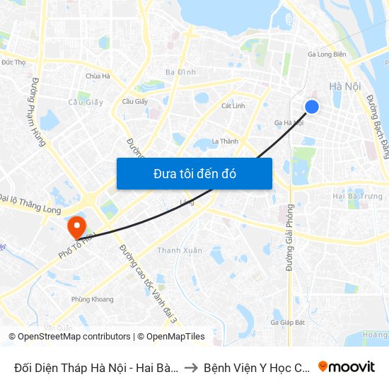 Đối Diện Tháp Hà Nội - Hai Bà Trưng (Cạnh 56 Hai Bà Trưng) to Bệnh Viện Y Học Cổ Truyền Bộ Công An map