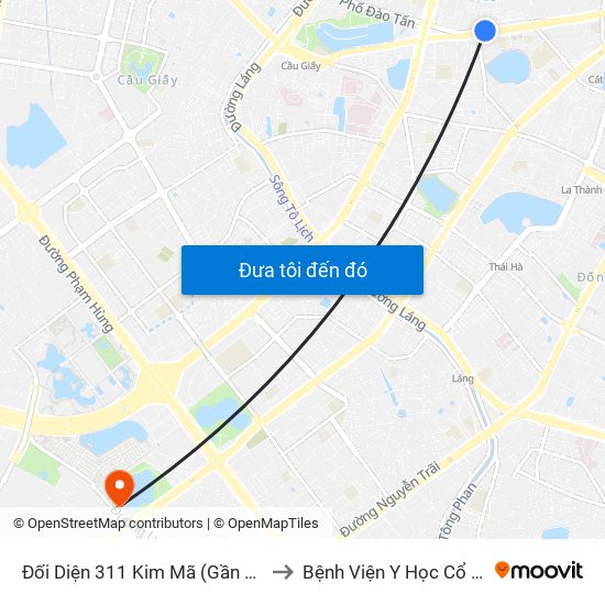Đối Diện 311 Kim Mã (Gần Ngã 4 Kim Mã - Vạn Bảo) to Bệnh Viện Y Học Cổ Truyền Bộ Công An map
