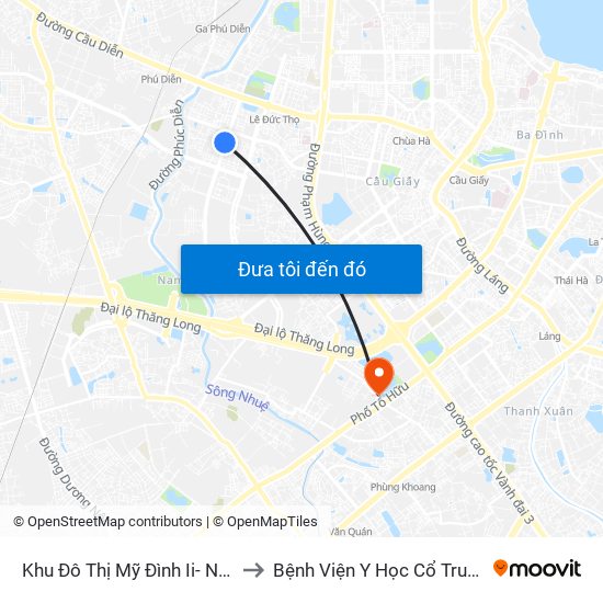 Khu Đô Thị Mỹ Đình Ii- Nguyễn Cơ Thạch to Bệnh Viện Y Học Cổ Truyền Bộ Công An map