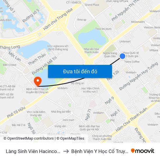 Làng Sinh Viên Hacinco - Nguyễn Tuân to Bệnh Viện Y Học Cổ Truyền Bộ Công An map