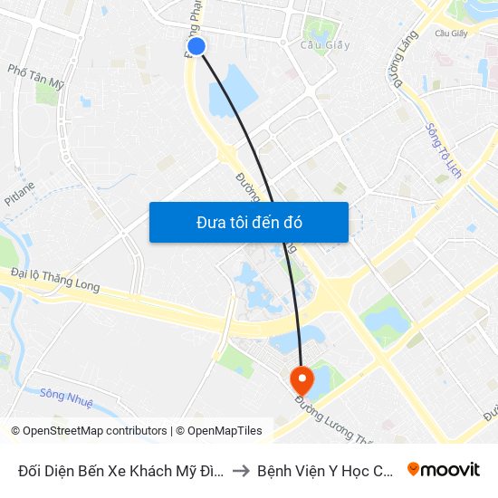Đối Diện Bến Xe Khách Mỹ Đình - Phạm Hùng (Cột Trước) to Bệnh Viện Y Học Cổ Truyền Bộ Công An map