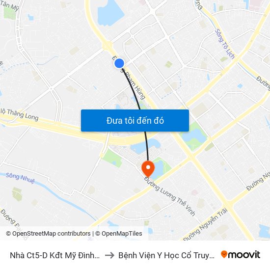 Nhà Ct5-D Kđt Mỹ Đình - Phạm Hùng to Bệnh Viện Y Học Cổ Truyền Bộ Công An map