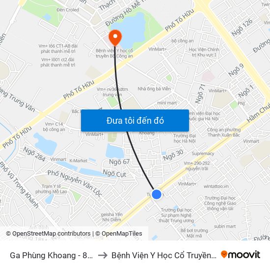 Ga Phùng Khoang - 81 Trần Phú to Bệnh Viện Y Học Cổ Truyền Bộ Công An map