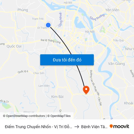 Điểm Trung Chuyển Nhổn - Vị Trí Đỗ Tuyến 20, 29, 32 (Chiều Sơn Tây - Hà Nội)- Đường 32 to Bệnh Viện Tâm Thần Trung Ương 1 map