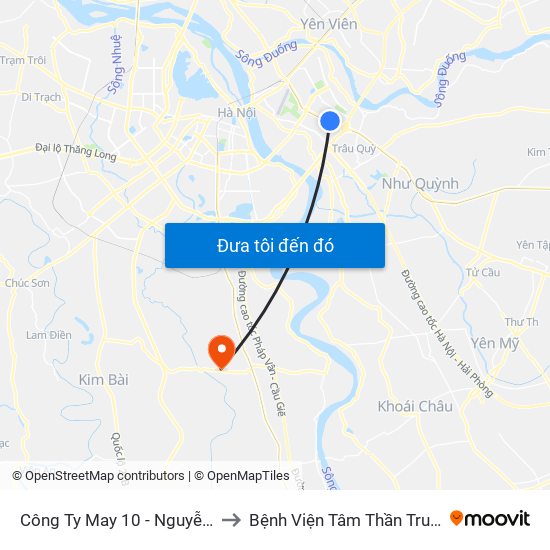 Công Ty May 10 - Nguyễn Văn Linh to Bệnh Viện Tâm Thần Trung Ương 1 map