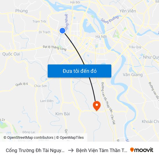 Cổng Trường Đh Tài Nguyên Môi Trường to Bệnh Viện Tâm Thần Trung Ương 1 map