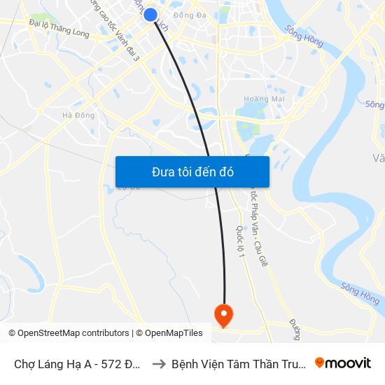 Chợ Láng Hạ A - 572 Đường Láng to Bệnh Viện Tâm Thần Trung Ương 1 map