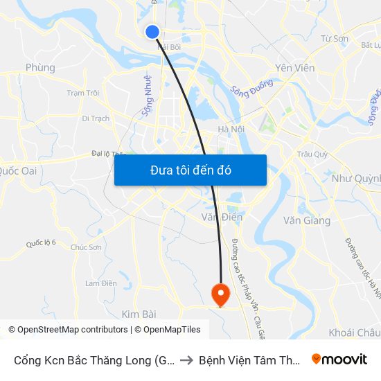 Cổng Kcn Bắc Thăng Long (Gần Cầu Vượt Bộ Hành) to Bệnh Viện Tâm Thần Trung Ương 1 map