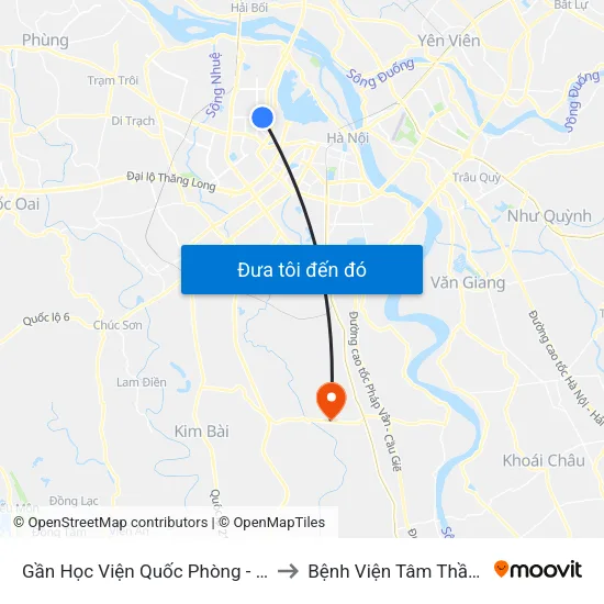 Gần Học Viện Quốc Phòng - 91 Hoàng Quốc Việt to Bệnh Viện Tâm Thần Trung Ương 1 map