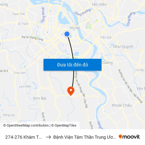 274-276 Khâm Thiên to Bệnh Viện Tâm Thần Trung Ương 1 map