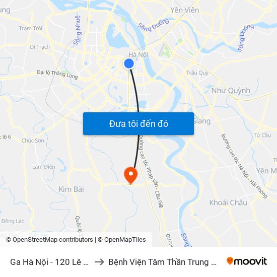 Ga Hà Nội - 120 Lê Duẩn to Bệnh Viện Tâm Thần Trung Ương 1 map