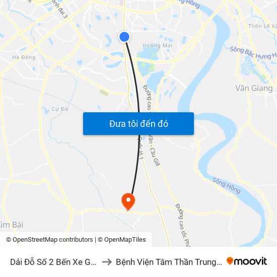 Dải Đỗ Số 2 Bến Xe Giáp Bát to Bệnh Viện Tâm Thần Trung Ương 1 map