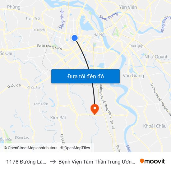 1178 Đường Láng to Bệnh Viện Tâm Thần Trung Ương 1 map