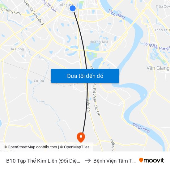 B10 Tập Thể Kim Liên (Đối Diện Ngõ 46b Phạm Ngọc Thạch) to Bệnh Viện Tâm Thần Trung Ương 1 map