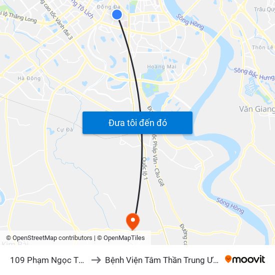 109 Phạm Ngọc Thạch to Bệnh Viện Tâm Thần Trung Ương 1 map