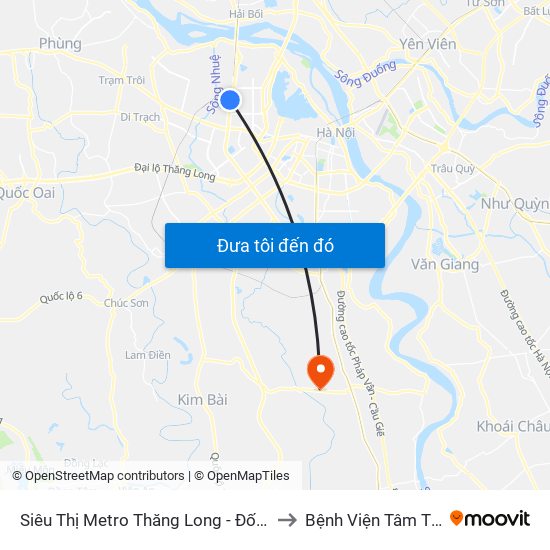 Siêu Thị Metro Thăng Long - Đối Diện Ngõ 599 Phạm Văn Đồng to Bệnh Viện Tâm Thần Trung Ương 1 map