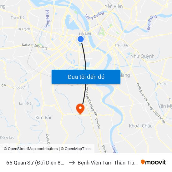 65 Quán Sứ (Đối Diện 80 Quán Sứ) to Bệnh Viện Tâm Thần Trung Ương 1 map