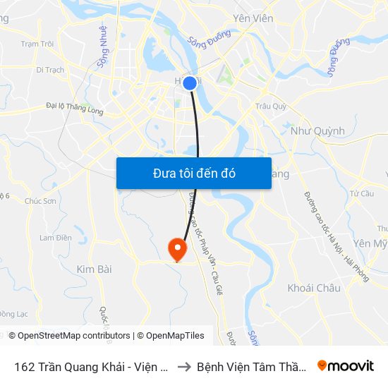 162 Trần Quang Khải - Viện Quy Hoạch Thủy Lợi to Bệnh Viện Tâm Thần Trung Ương 1 map