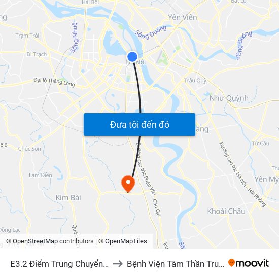 E3.2 Điểm Trung Chuyển Long Biên to Bệnh Viện Tâm Thần Trung Ương 1 map