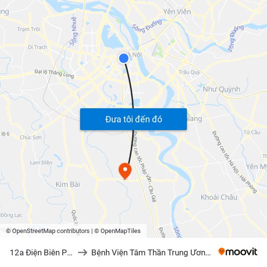 12a Điện Biên Phủ to Bệnh Viện Tâm Thần Trung Ương 1 map