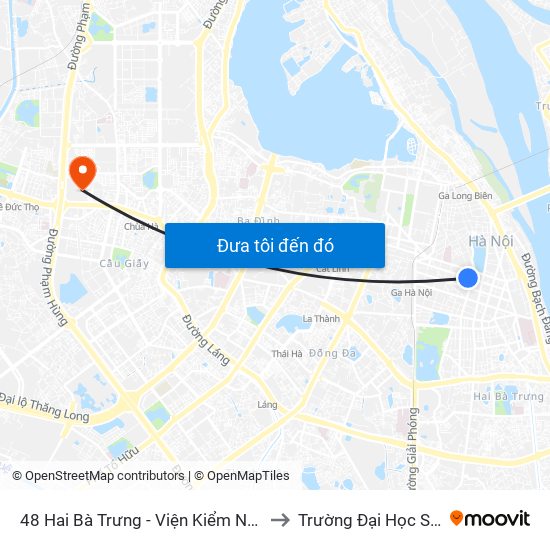 48 Hai Bà Trưng - Viện Kiểm Nghiệm Thuốc Trung Ương to Trường Đại Học Sư Phạm Hà Nội map