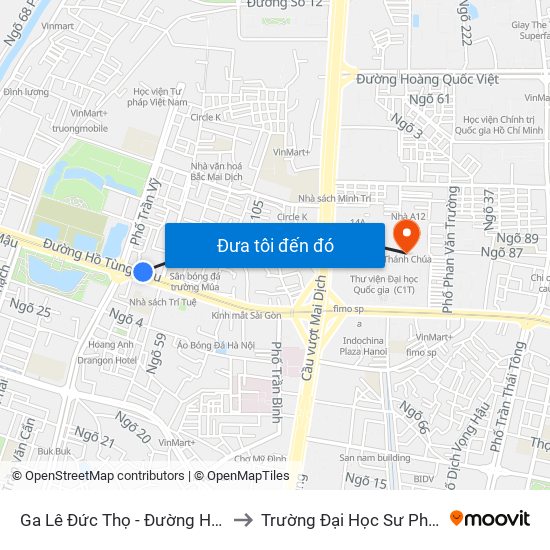 Ga Lê Đức Thọ - Đường Hồ Tùng Mậu to Trường Đại Học Sư Phạm Hà Nội map