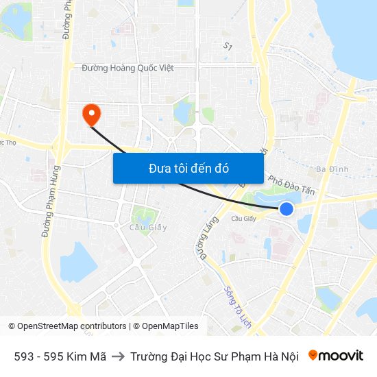 593 - 595 Kim Mã to Trường Đại Học Sư Phạm Hà Nội map