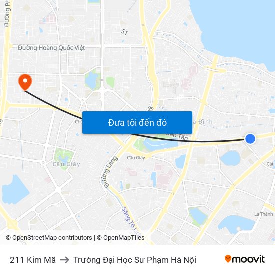 211 Kim Mã to Trường Đại Học Sư Phạm Hà Nội map